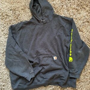 Carhartt Dark Gray Hoodie with Neon Yellow Details